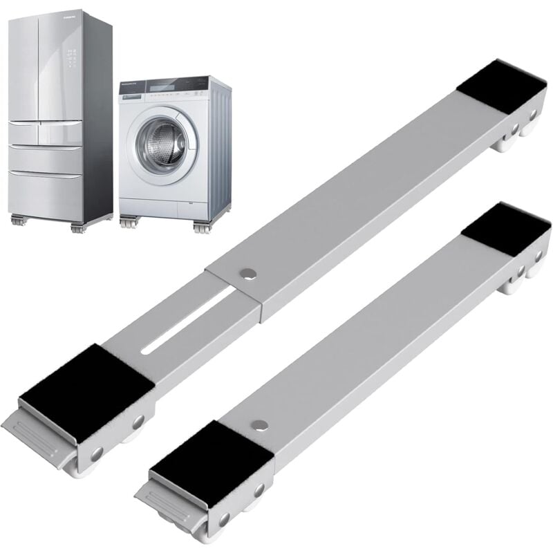 Base de machine à laver avec frein, base mobile réglable pour lave-linge, sèche-linge, réfrigérateur, gris