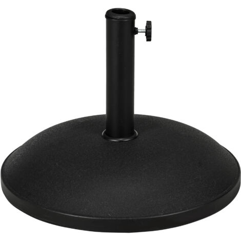 Base de parasol — 25 kg, en ciment noir — Livrée avec 3 adaptateurs — Conception ajustable — Base universelle pour parasols d'extérieur (terrasses et patios)
