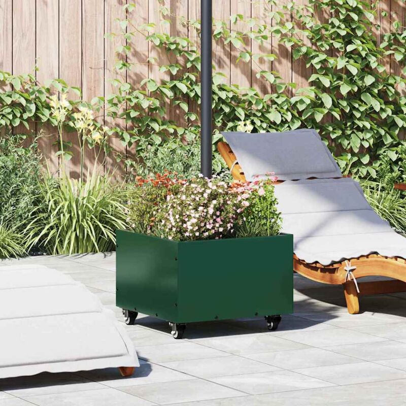 vidaXL Sonnenschirmständer 11.75 kg Grün Stahl Quadratisch