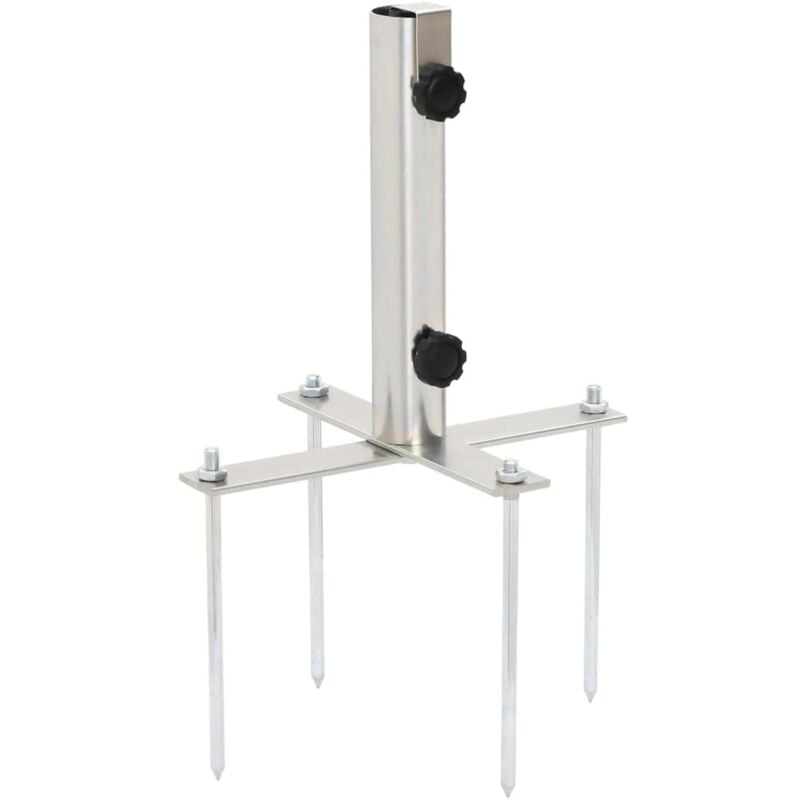 Base de parasol avec piquets de sol Ø32-38 mm argenté acier Vidaxl