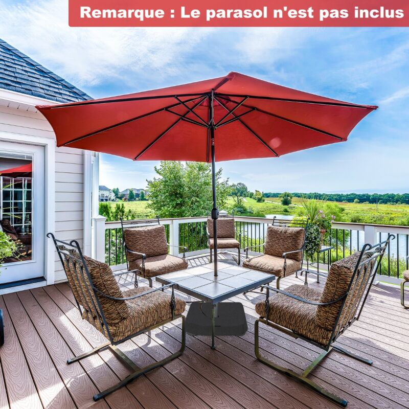 Maisonchic - Base de Parasol de Patio 90 kg Sacs de Sable Support de Parasol Extérieur Couvercle Toutes Saisons 2 Boutons de Serrage et 1 Adaptateur