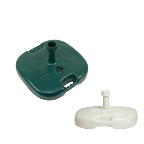 Base de parasol en PVC 18L – Remplissable avec sable ou eau – Pour poteaux de 22 à 35 mm – Dimensions 45 cm x 45 cm