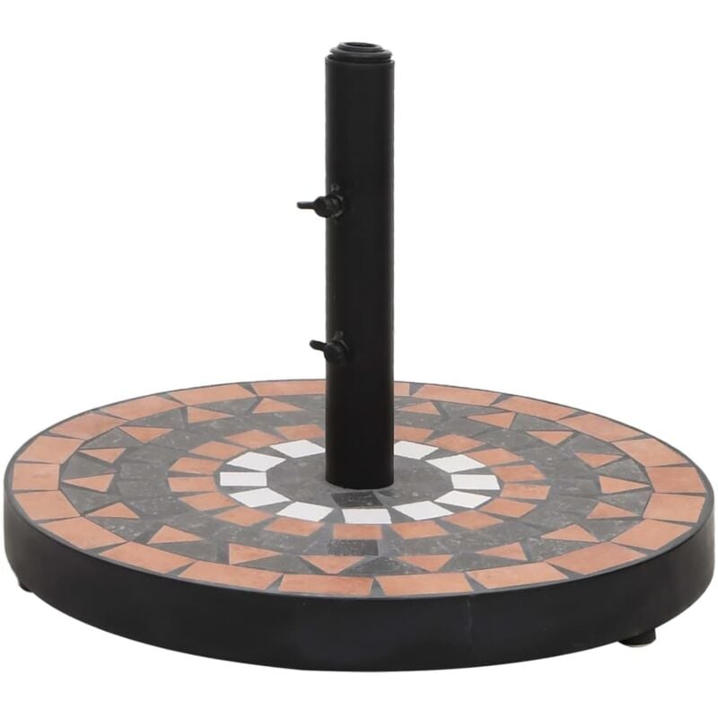 Base de parasol terre cuite et blanc rond 12 kg