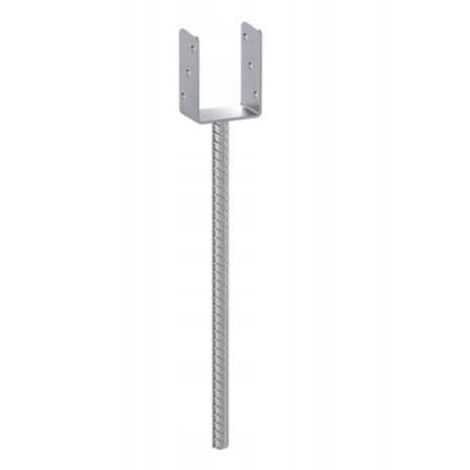 Base de poste, anclaje galvanizado, 121x624x124mm