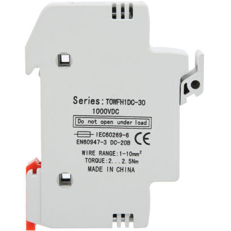 Base de support de fusible, équipement de contrôle de Distribution d'énergie à montage sur Rail DIN TOWFH1DC 1000VDC 1P10A