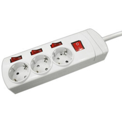 Base de tres tomas con interruptores independientes 16A/250V con cable Termoestable 36.186 Electro DH 8430552130122