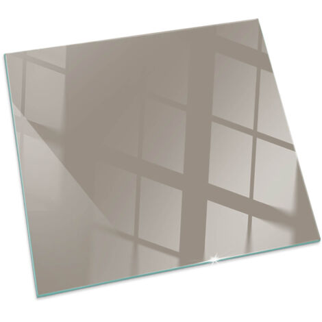Base décorative Plaque en verre trempé de sol avec impression moderne sous cheminée Couleur Marron Carrée 60x60 cm