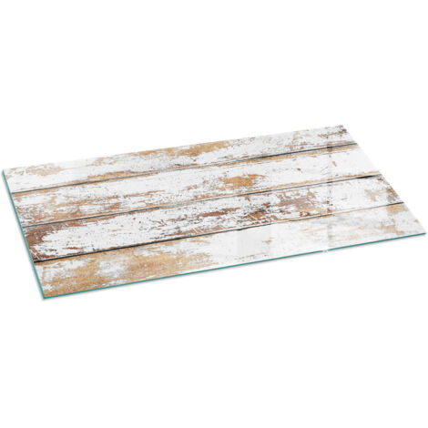 Base décorative Plaque en verre trempé de sol avec impression moderne sous cheminée Planche de bois abîmée 125x50 cm