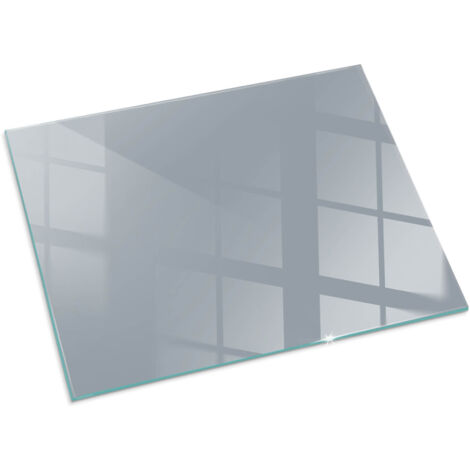 Base décorative Plaque Rectangulaire en verre trempé de sol avec impression moderne sous cheminée Couleur Gris 80x60 cm
