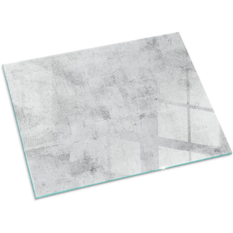 Base décorative Plaque Rectangulaire en verre trempé de sol avec impression moderne sous cheminée Texture béton brut 80x60 cm