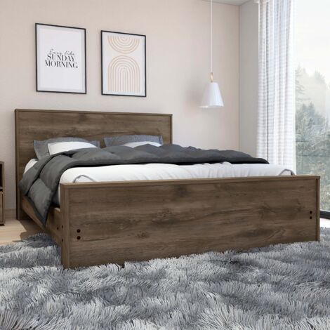 Base di letto Full Galanto con struttura in legno, dimensioni 150,4 cm L x 218,9 cm P x 98 cm A, colore Acorn