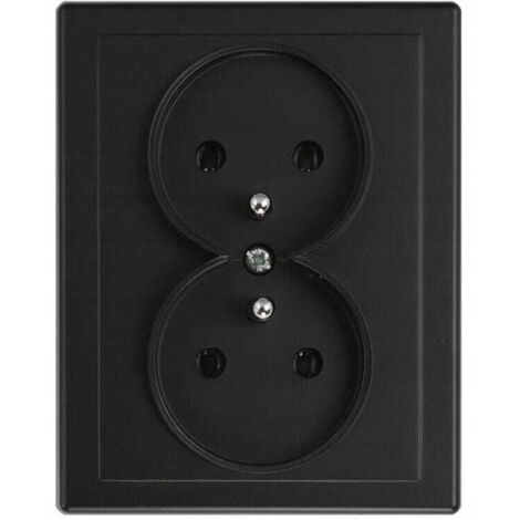 Base doble con toma de tierra IP20 16A 250V Empotrar Negro mate