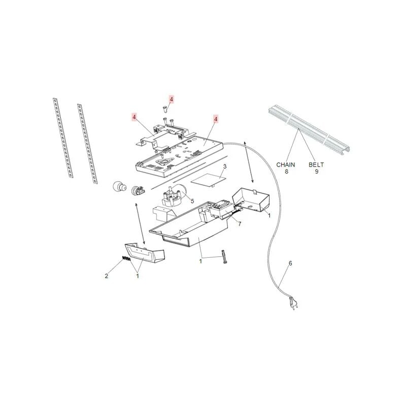 Pièce détachée base et support de rail d600/d1000 63003357 - Faac