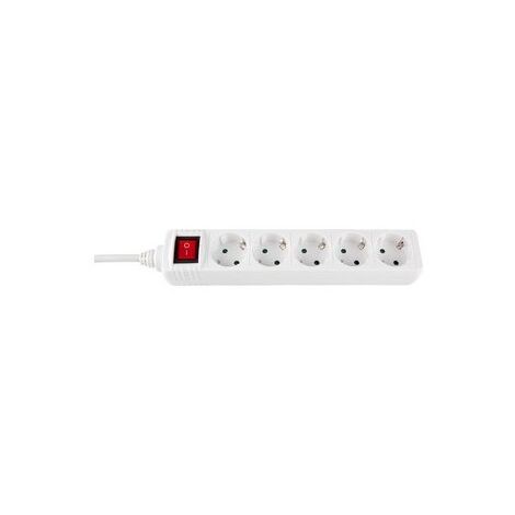 Base Electrica 5 Tomas Schuko + Interruptor + Cable 1,5mts Color Blanco 9635