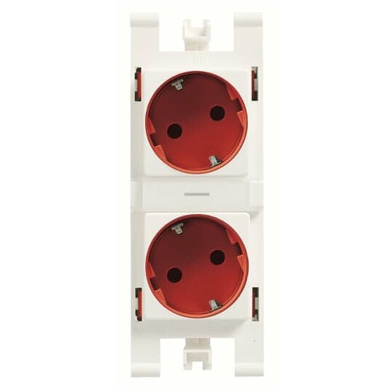 

Base Ench.Schuko Doble Pozo Rj./Tapa Bl.