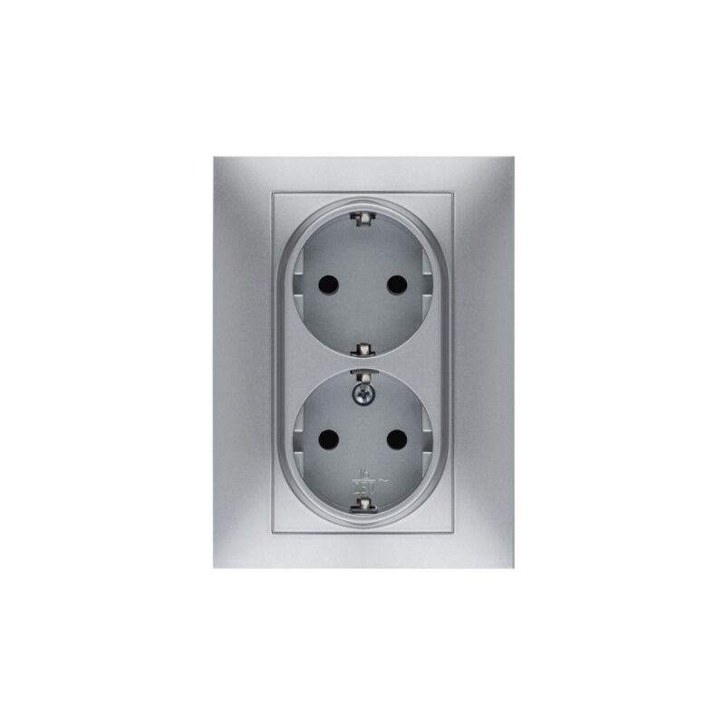 

Base Enchufe Electricidad 16A-250V Doble Schuko Toma tierra Empotrar Abs Alum