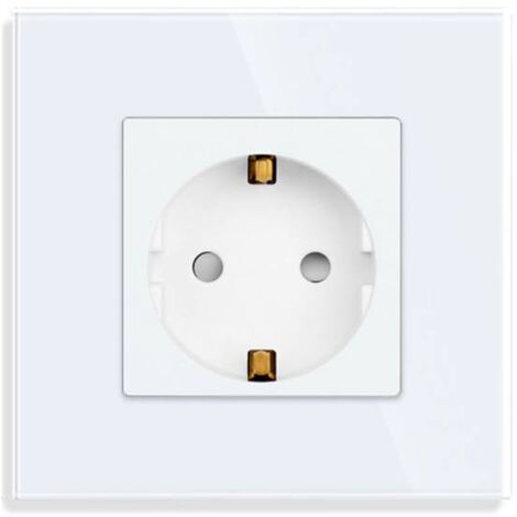 Base enchufe EU 16A  KOOB frontal cristal blanco