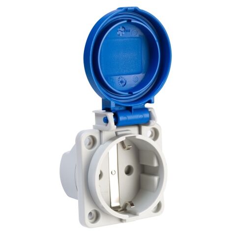 Base enchufe industrial hembra 2P+T 250V IP54 empotrar  Azul 16 A