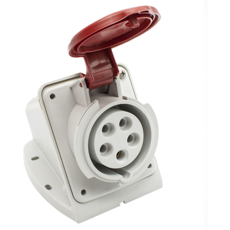 

Base enchufe industrial hembra 3P+N+T 380V IP44 superficie Rojo 16 A
