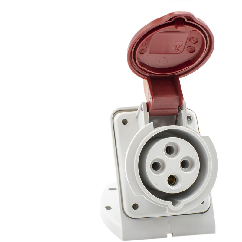 

Base enchufe industrial hembra 3P+T 380V IP44 superficie Rojo 32 A