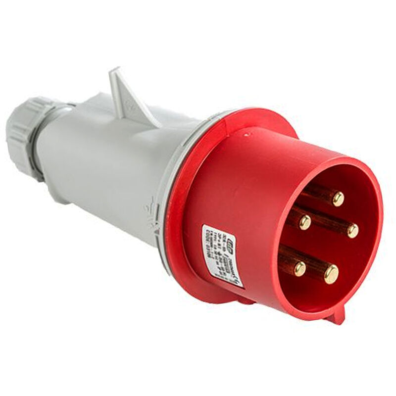 

Base enchufe industrial macho 3P+T+N 380V IP44 aerea Rojo 16 A