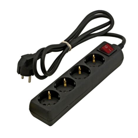 Base enchufe múltiple DUOLEC cable 1.5 m negro. 4 tomas - talla