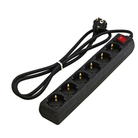 Base enchufe múltiple DUOLEC cable 1.5 m negro. 6 tomas - talla