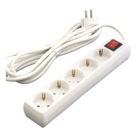 Base enchufe múltiple DUOLEC con interruptor cable 1.5m blanco. 5 tomas - talla