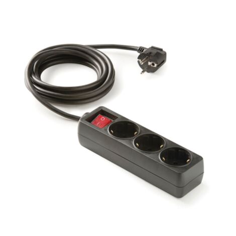 Base enchufe múltiple DUOLEC con interruptor cable 1.5m negro. 3 tomas - talla
