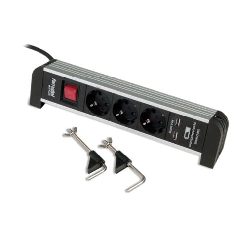 Base enchufe múltiple FAMATEL con tomas USB. 3 tomas - talla