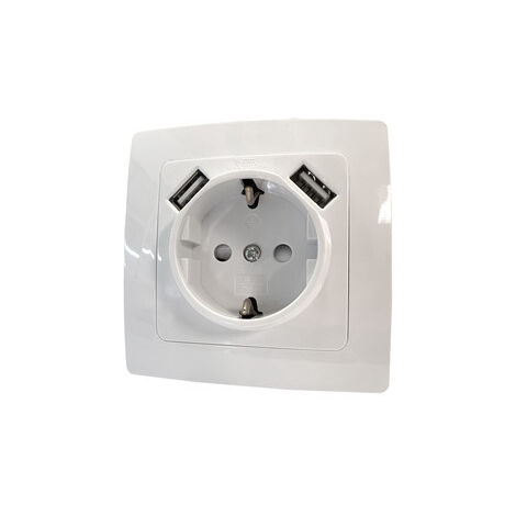 Base Enchufe Schuko Con 2 Tomas USB