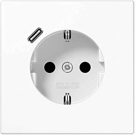 Base enchufe Schuko con cargador USB Jung LS1520-18 CWW serie LS990 Blanco Alpino
