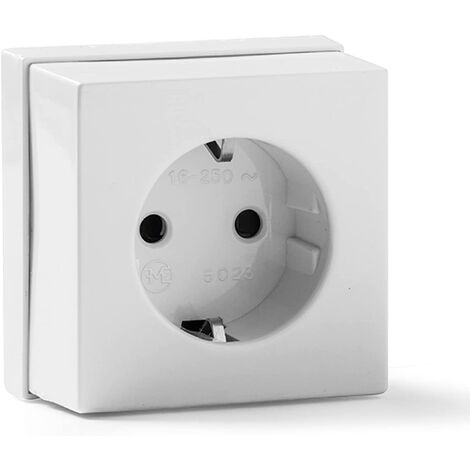 Base enchufe superficie Toma tierra 16A-250V  Blanco