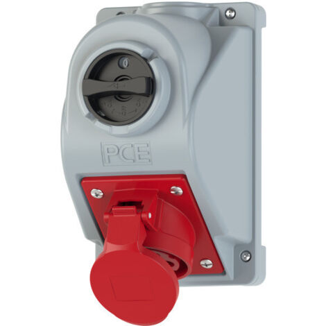 Base fija con interruptor tipo "Combo-Pol" 16A 400V 3P+Z+N, interruptor 0-1 IP44