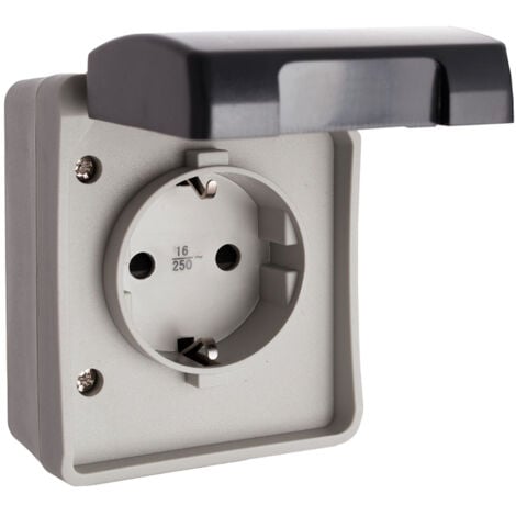 Base Fija Estanca 2P+T 16A 250V IP44 Retractilado Tornillo Ø20mm 65x80x55mm Solera