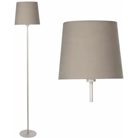 FIRST CHOICE LIGHTING Base - Grey Floor Lamp with Matching Velvet Shade