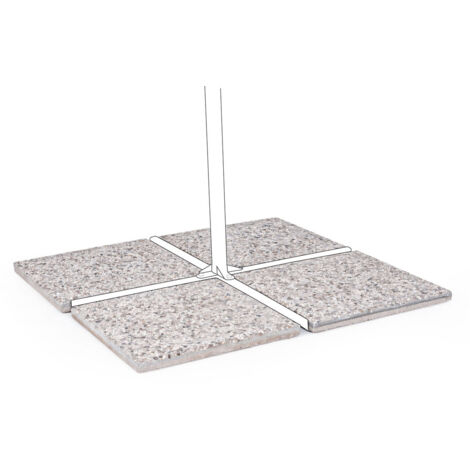 Base in cemento per ombrellone da giardino, marmetta quadrata in ghiaia 50 x 50 cm -Confezione da 4 pezzi / Cemento Ghiaino