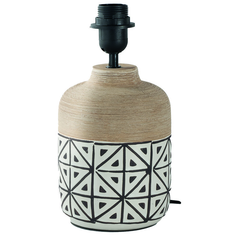 Image of Base lampada da tavolo vietri in ceramica beige decorata 25 cm. - Beige