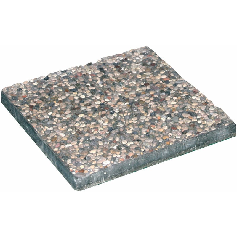 Base lastra quadrata in marmo e ghiaia per ombrelloni con base a croce - 14 Kg Grigio (40x40)