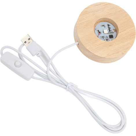 Base lumineuse LED en bois de chêne, lampe décorative avec port USB, 5V pour éclairage d'ambiance intérieure, design fin 2cm