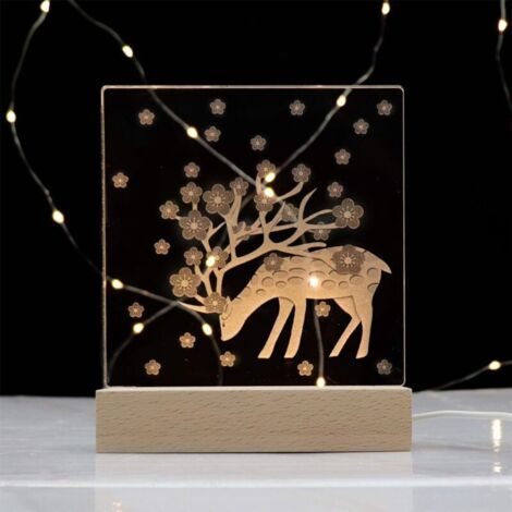 Base luminosa a LED in legno, 2 pezzi, base rettangolare da tavolo, alimentazione USB, supporto in legno illuminato per lastre in vetro e acrilico, luce calda