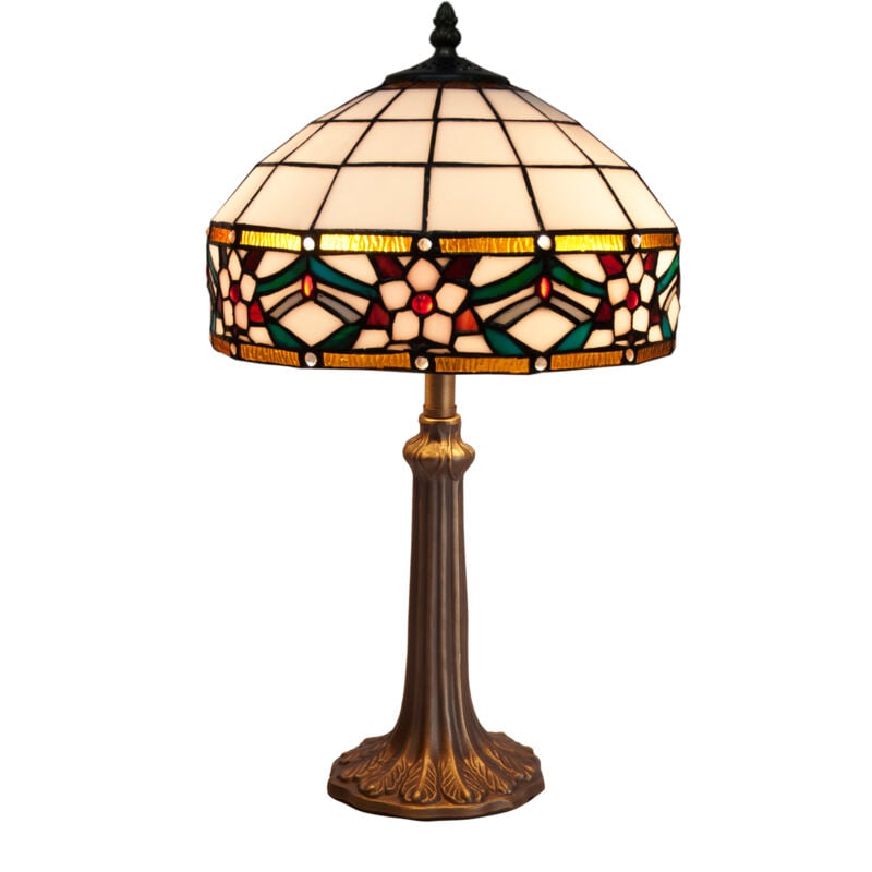 Base en forme de lampe de table moyenne avec abat-jour Tiffany diamètre 30 cm Série Museum