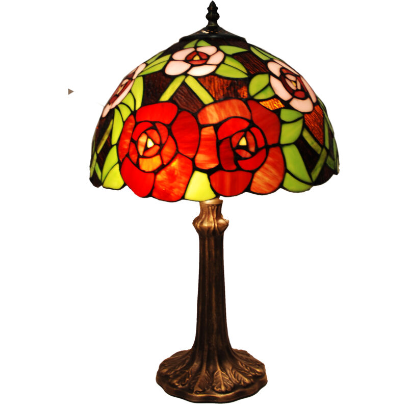 Lampe de table moyenne base en forme d'abat-jour Tiffany diamètre 30 cm Série New York