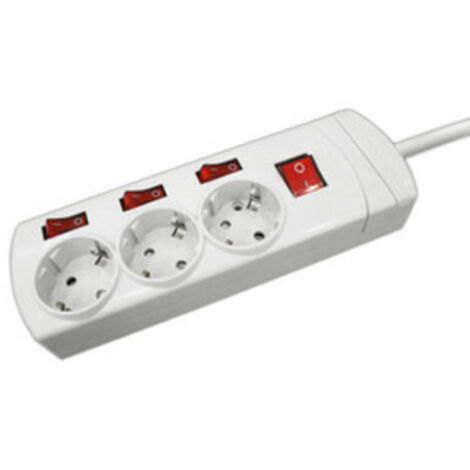 Base multipla 3 spine Schuko con 4 interruttori e cavo 1,5m Blanco 36.186