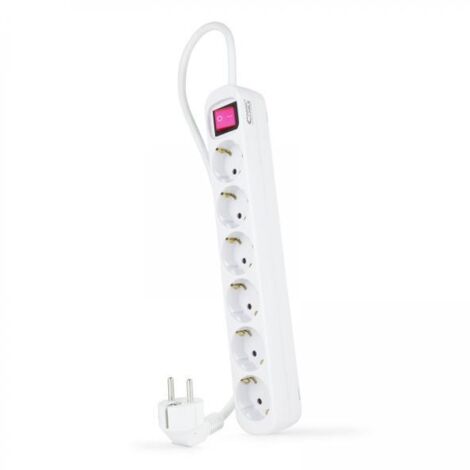 Base Multipla 6 Prese Cavo Interruttore 1,4m Bianco 10.37.0006