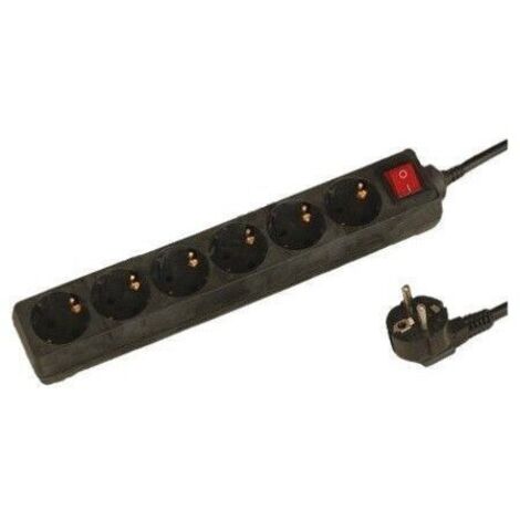 Base multipla nera con 6 prese e interruttore 1,5 m di cavo GSC 0000031