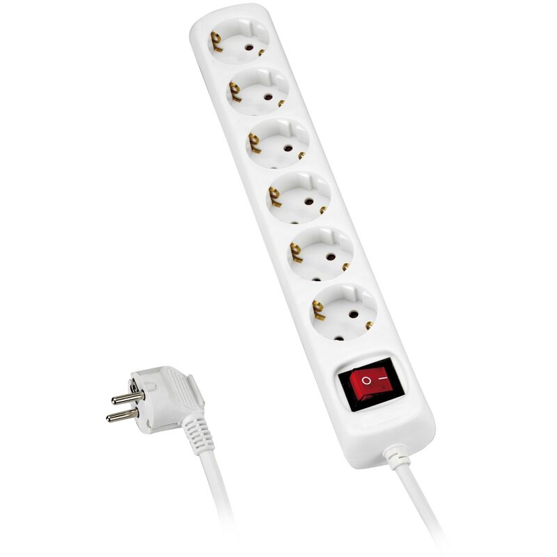 

Base Múltiple Con Interruptor 6 Enchufes Con Cable 3X1,5 1,4 Metros
