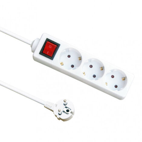 Base múltiple 3 enchufes con interruptor cable 3 m 3G1.5 mm 3500 W