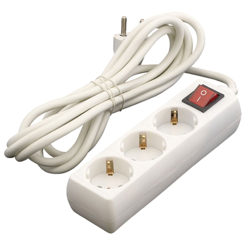 

Eurobric - Base multiple 3 tomas c/interruptor 3m blanco