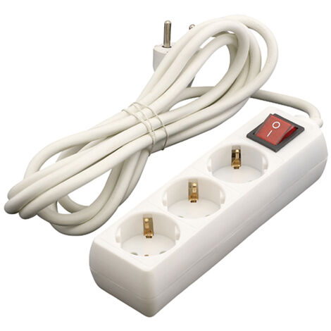 Base Multiple 3 Tomas c/interruptor 3m blanco